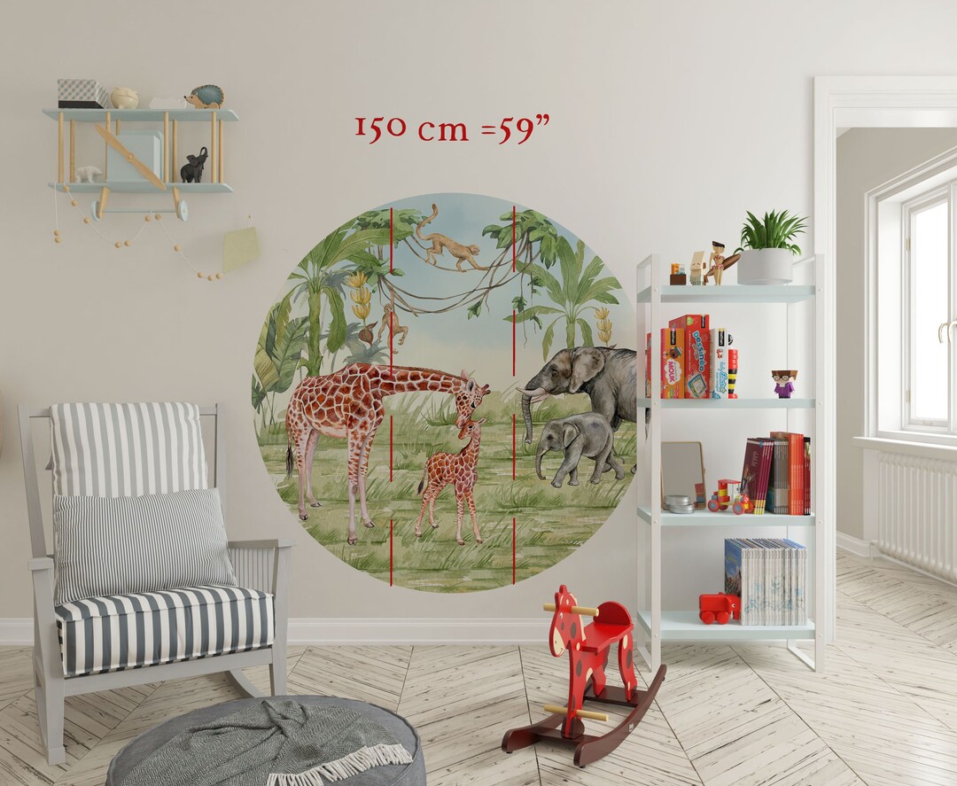 Safari Nursery Wall Decals: Watercolor Animals, Peel & Stick - Etsy