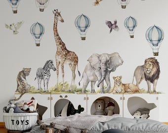 safari wall stickers, safari wall decal, safari nursery decor, safari nursery decor, giraffe wall decal, zebra stickers,