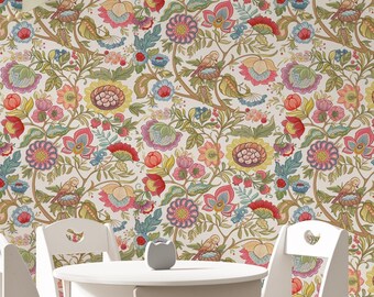 Boho Blumen Tapete: Schälen und Aufkleben Blumen Wand Dekor