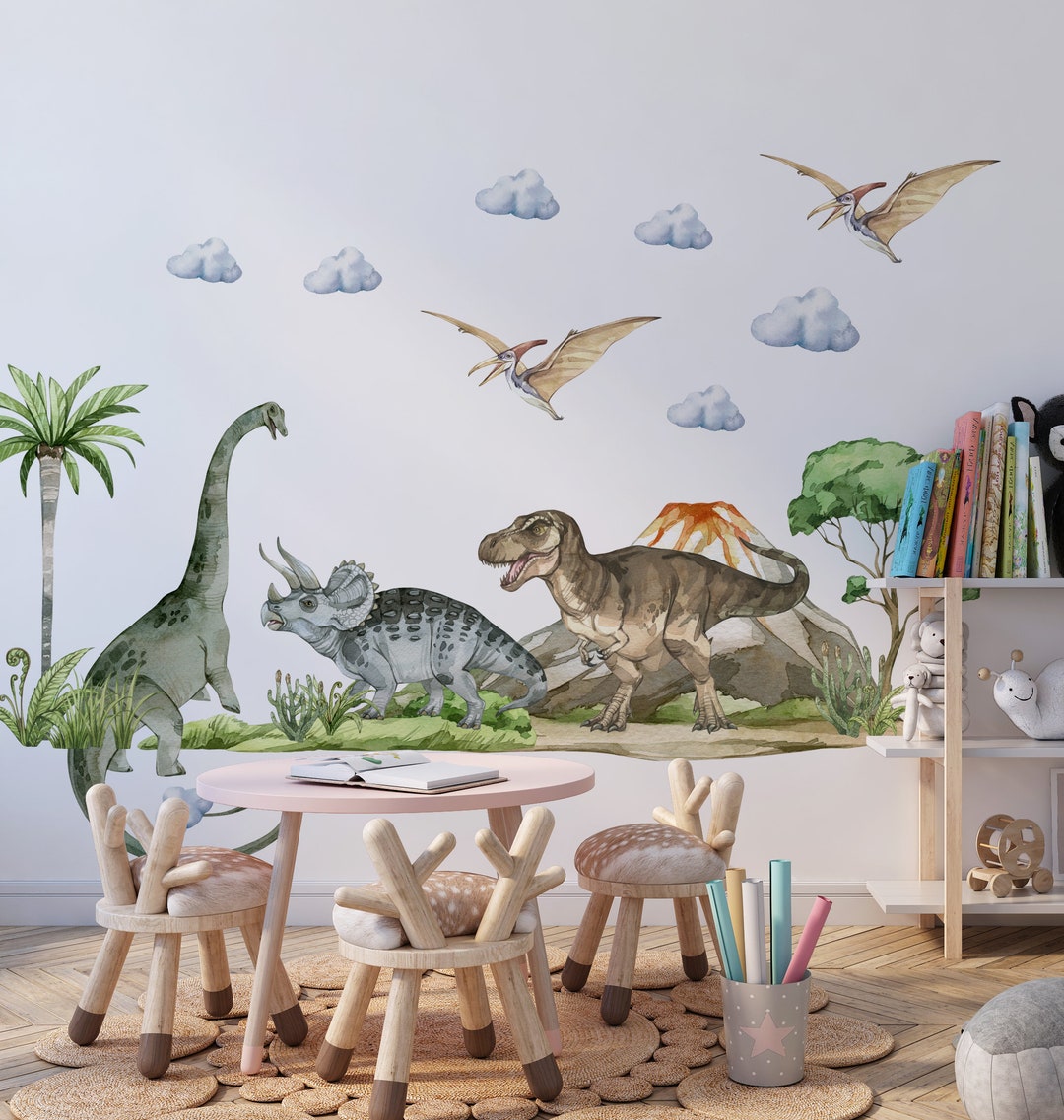 Dinosaur Wall Decal Big Set, Dinosaur Wall Stickers, Prehistoric Wall ...