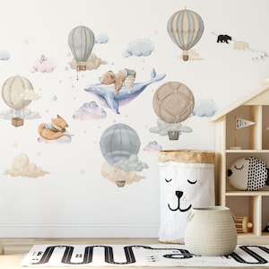 hot air balloons wall decals, nursery wall decals, kids room wall stickers