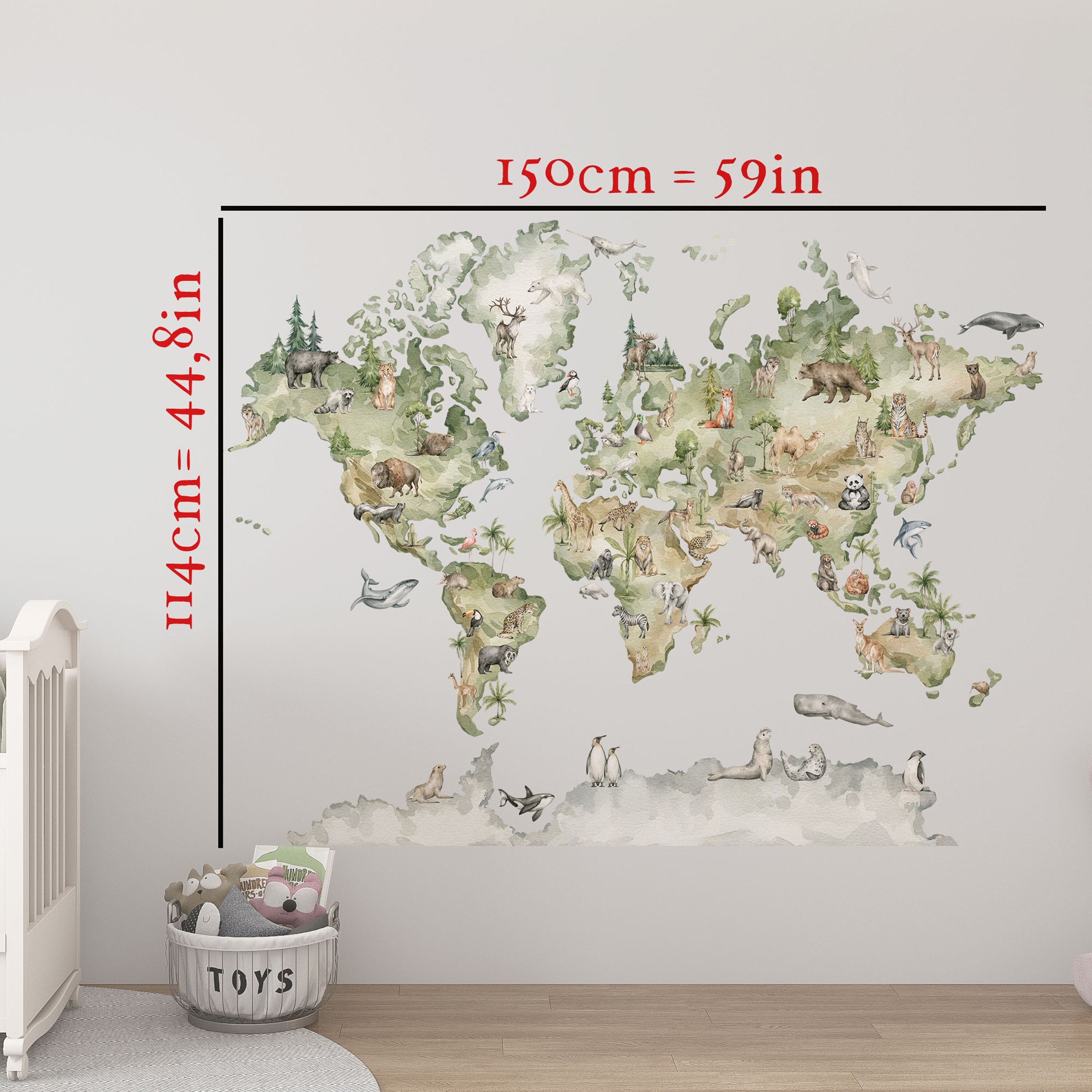 WORLD MAP Wall Decal for Kids World Map Wall Decal Wall Etsy UK
