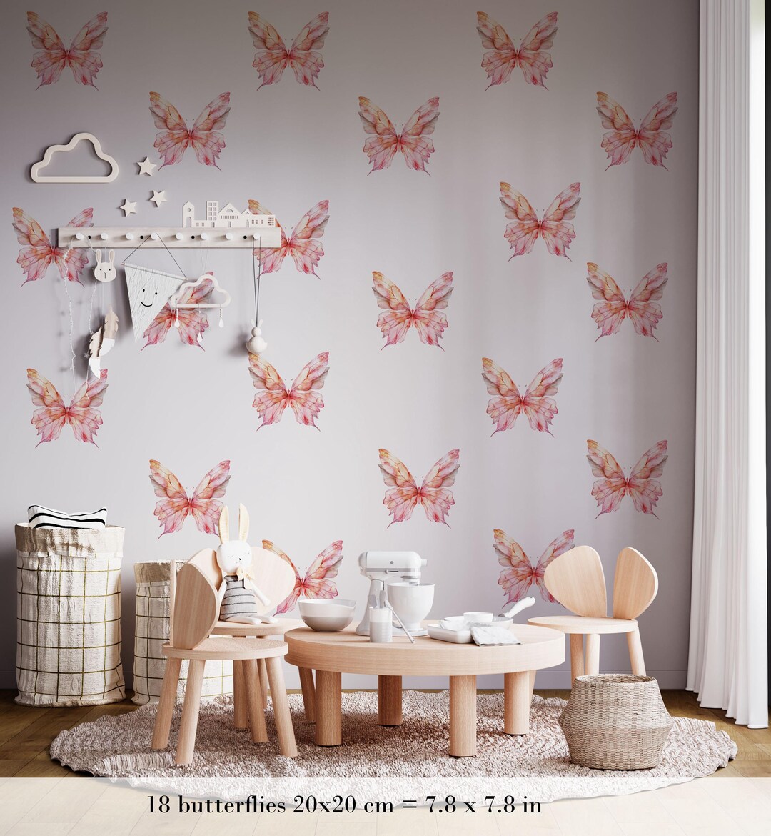 Pink Butterflies Wall Decals, Girls Bedroom Wall Decals, Nursery Wall ...