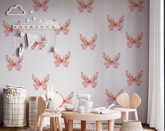 pink butterflies wall decals, girls bedroom wall decals, nursery wall stickers, kids room decor