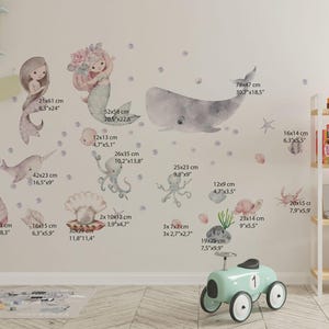 Mermaid Wall Decals | Girls Room Wall Stickers | Under the Sea Wall Decor | Mermaid Nursery Decals | Ocean Theme Kids Room Decor