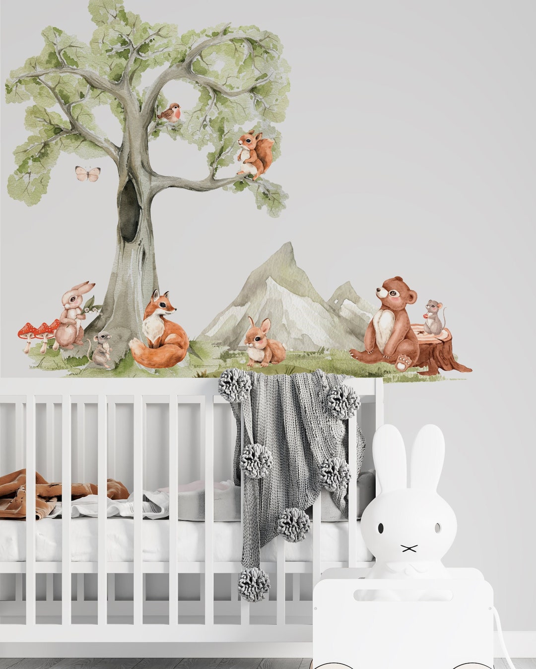 Forest Animals Wall Decals, Woodland Wall Decals, Woodland Stickers, Bear Decals Etsy