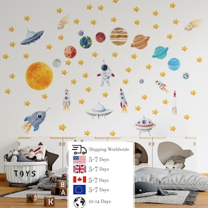 space wall decal, space wall stickers, space decals, solar system wall decal,
