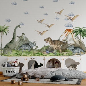Adesivo murale dinosauro, decalcomania da parete, adesivi murali dinosauri, giurassico nella cameretta dei ragazzi, adesivi dinosauri, arte murale dinosauri, adesivo murale per bambini