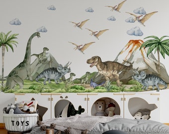 Calcomanía de pared de dinosaurio, calcomanía de pared, pegatinas de pared de dinosaurio, Jurásico en la habitación del niño, pegatinas de dinosaurios, arte de pared de dinosaurios, calcomanía de pared para niños