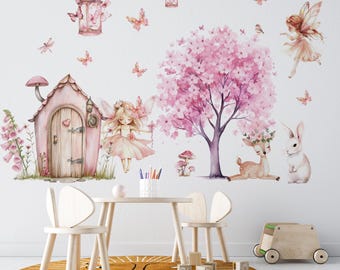 adesivi murali di fate, decorazioni per la cameretta delle bambine, decorazioni a tema fate, decalcomanie murali di fate, decalcomanie murali per la cameretta delle bambine, decorazioni murali per la cameretta dei bambini,