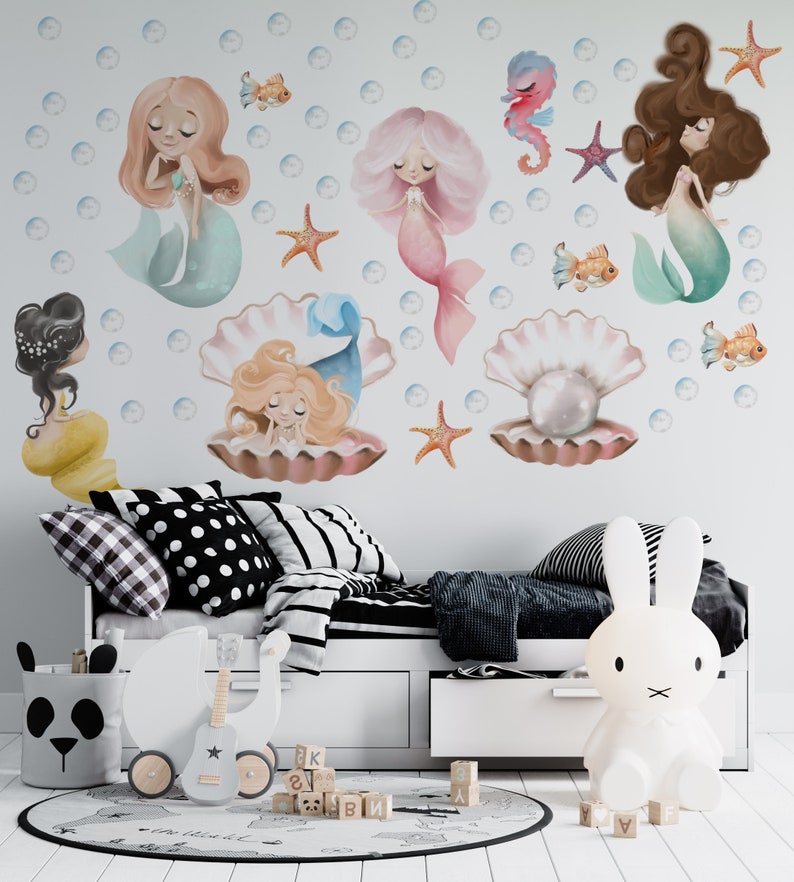 Mermaid Wall Decal, Mermaids Wall Stickers, Girls Bedroom Wall Decals ...