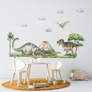 dinosaur wall decal, dinosaur wall stickers, jurassic wall decals,  dinosaur room decor for boys, dinosaur wall art, kids wall decals