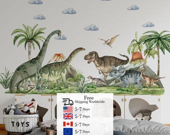 Naklejki ścienne z dinozaurami, naklejka ścienna z dinozaurem, naklejki ścienne z dinozaurami do pokoju chłopca, naklejki z dinozaurami, sztuka ścienna z dinozaurami, naklejka ścienna dla dzieci,