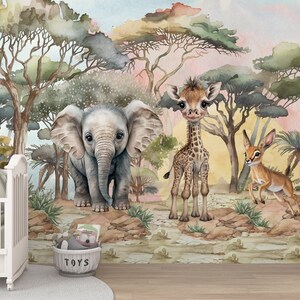 Safari Wallpaper Customized wallpaper for children, Tropical wallpaper, Tropical Wall Mural, Jungle Wallpaper, peel and stick