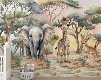 Safari Jungle Wallpaper Mural: Kids Nursery Decor, Peel and Stick