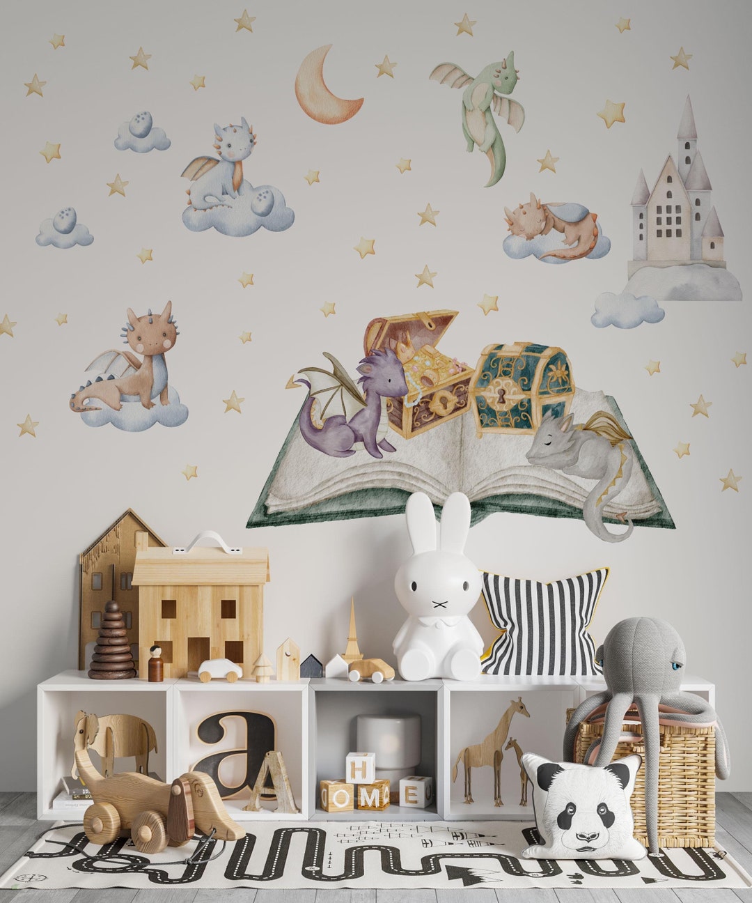 Dragon Nursery Wall Decals: Fantasy Kids Room Decor - Etsy