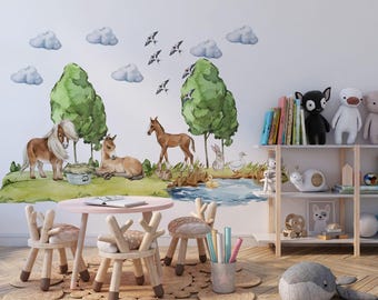 Horse nursery wall decals, farm animal nursery decal,  farm animal nursery barn, farm animal nursery decor, Animals Wall Decals