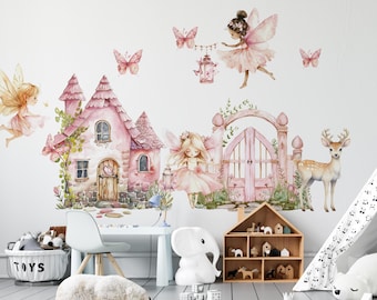 Fairy wall decals for girls bedroom, fairy wall stickers, nursery wall decals