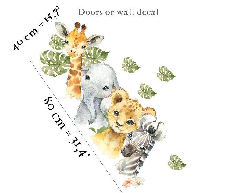Safari Nursery Decals: Jungle Animals Wall Art, Kids Room Decor - Etsy