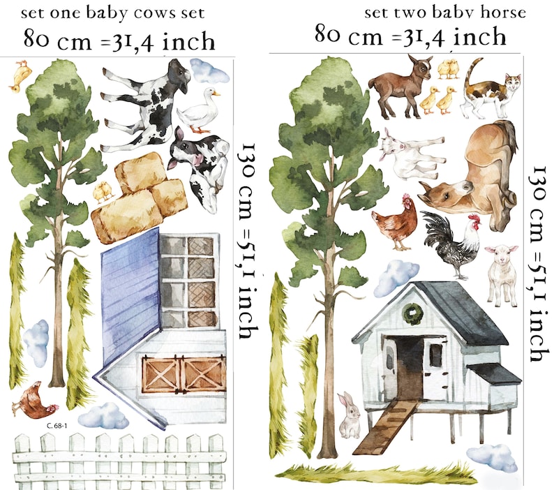 farm nursery with animal nursery decor showing watercolor cows and rustic barn