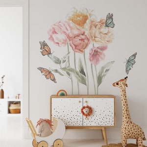 Tulip wall decals, wildflower wall decals, nursery flower decor, floral decals, botanical wall decal