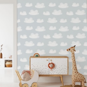 Carta da parati con nuvole blu, murale per cameretta dei bambini con cielo blu, carta da parati con cielo staccabile e attaccabile per la cameretta dei bambini