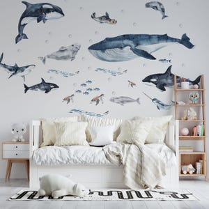 ocean wall decal, shark wall decal, whale wall decals, ocean wall decal sticker whale shark,
