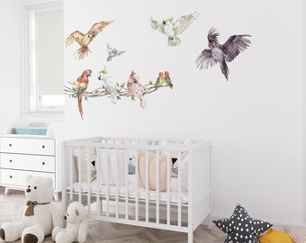 Safari Kinderzimmer Wandtattoo: Dschungeltiere, Papageien, Affen