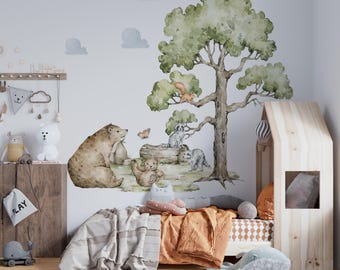 Woodland Wall Decals, Forest Animal Nursery Stickers, animals wall decor