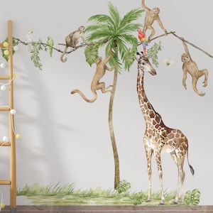 Safari nursery decor, Safari Wall Decal Big Set, savanna Wall decal for kids, safari nursery decor, giraffe wall decal, elephant stickers