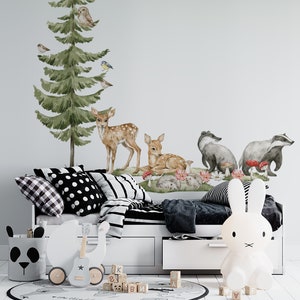 baby woodland animals decals, baby animals nursery stickers