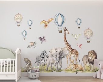 safari animals wall decal, safari wall stickers, animals wall decals, safari nursery decors