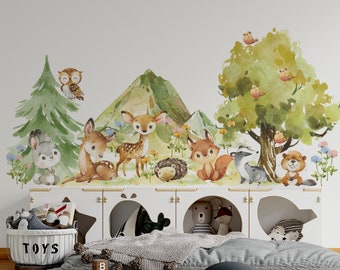 forest wall decals, cute animals wall decals, woodland decals, forest animals wall decals, wall decals, forest wall decals, nursery decal,