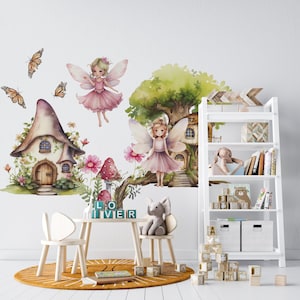 fairy wall sticker, fairy wall decals, girls room decor, fairy decor, girls room wall decals,