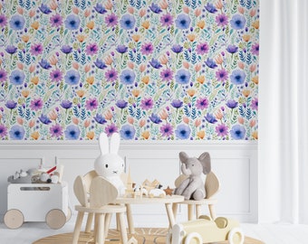 Pastel Wildflower Wallpaper: Peel and Stick Nursery Decor