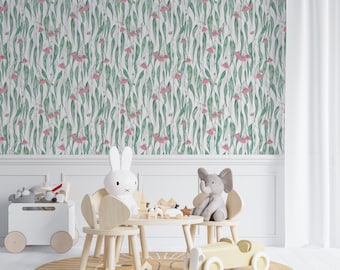 Tulpen-Tapete schälen und aufkleben, Blumen-Tapete fürs Kinderzimmer