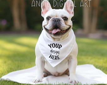 Mockup French Bulldog  Dog Bandana Mocks  Dog bandana mockup  Pet collar stock  Sublimation collar  Pet Print on Demand  Dog Mockup