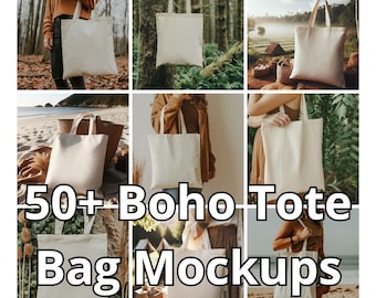 Tragetaschen-Mockup-Bundle | Boho-Einkaufstasche-Mockup | Baumwoll-Einkaufstasche Mock | Einkaufstaschenmodell | Canvas-Einkaufstasche Mock | Mockup-Bundle-Ästhetik