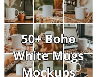 Lot de maquettes de tasses à café blanches | Tasse en céramique de 11 oz (téléchargement numérique)