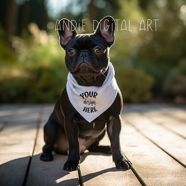 Mockup French Bulldog  Dog Bandana Mocks  Dog bandana mockup  Pet collar stock  Sublimation collar  Pet Print on Demand  Dog Mockup