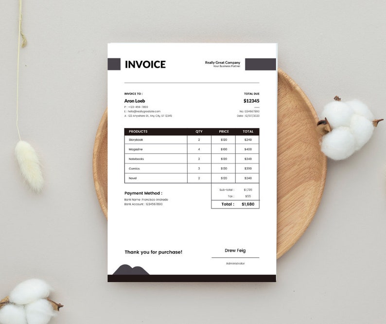 Weekly Sales Invoice Editable Modern Sales Invoice Template Small Business - Etsy Australia