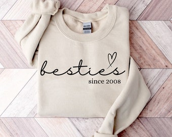 Custom Besties Sweatshirt, Custom Best Friend Gift, Girl's Personalized Besties Shirt, BFF Gifts For Women, Best Friend Birthday Gift