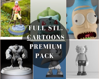 Cartoon Stl Premium Pack , 3d printer files cartoon, All-in-one file. Cartoons 3d printing, 3d cartoon models.