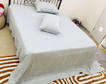 Ensemble de draps en lin bio lavé à la pierre - Literie 100 % lin, dimensions personnalisées disponibles avec taie d'oreiller assortie