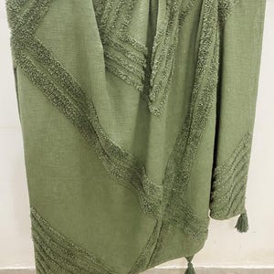 100% Cotton Woven Blanket – Dark Green Boho Throw Blanket, 52x72&quot; Couch Throw, Sofa Blanket, Picnic Blanket, Bohemian Living Room Decor