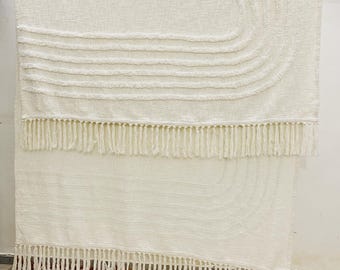 Soft Tufted Cotton Throw Blanket: Boho Farmhouse Style - 52x72 Inches