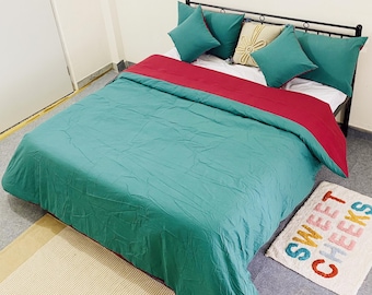 5 Piece Forest Green Cotton Boho Duvet Cover Set