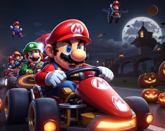 Set of 5 realistic Halloween themed Mario Bros. Digital prints. Mario Bros. Halloween JPG | JPG
