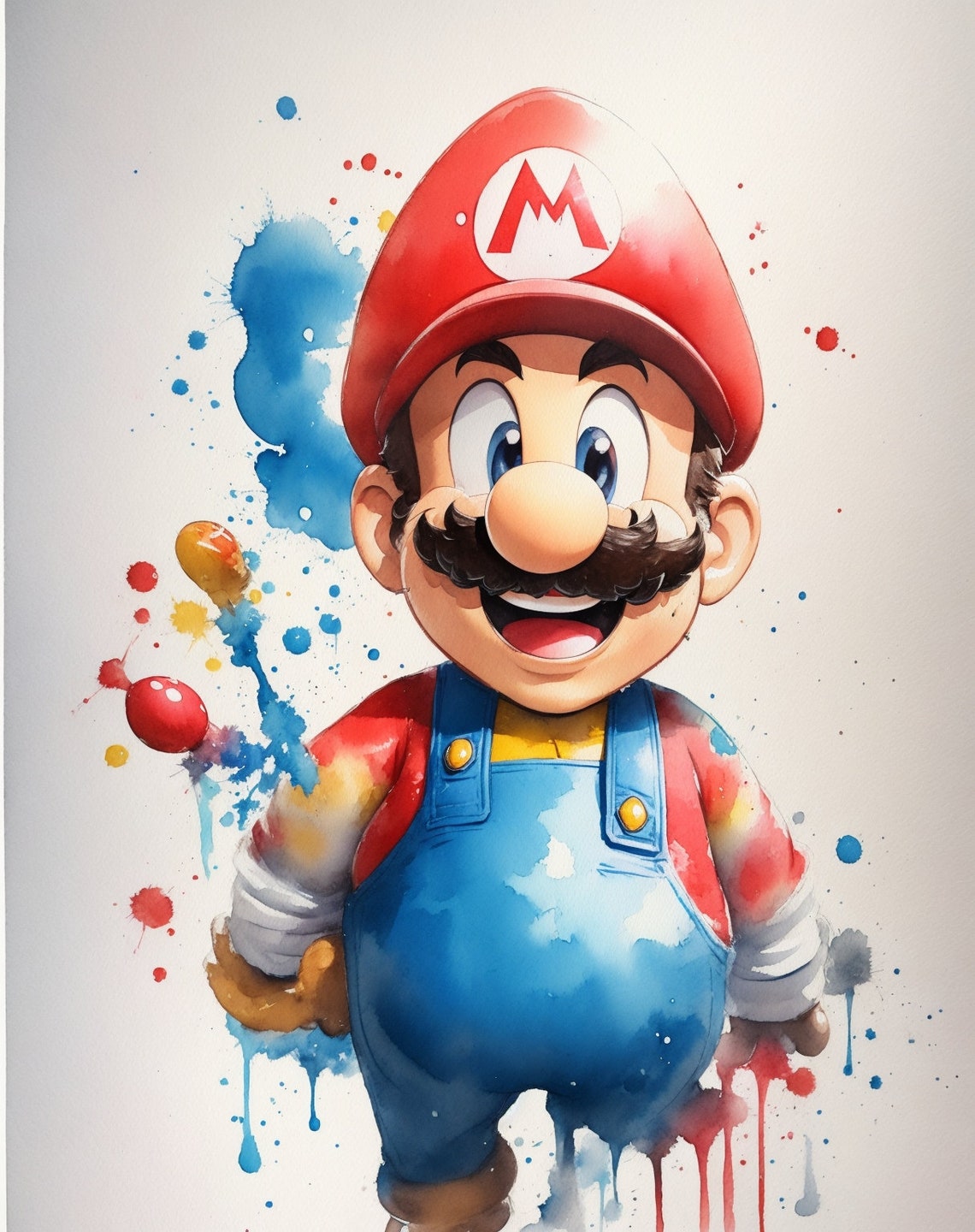 Set of 5 Watercolor Super Mario Bros Digital Images for - Etsy