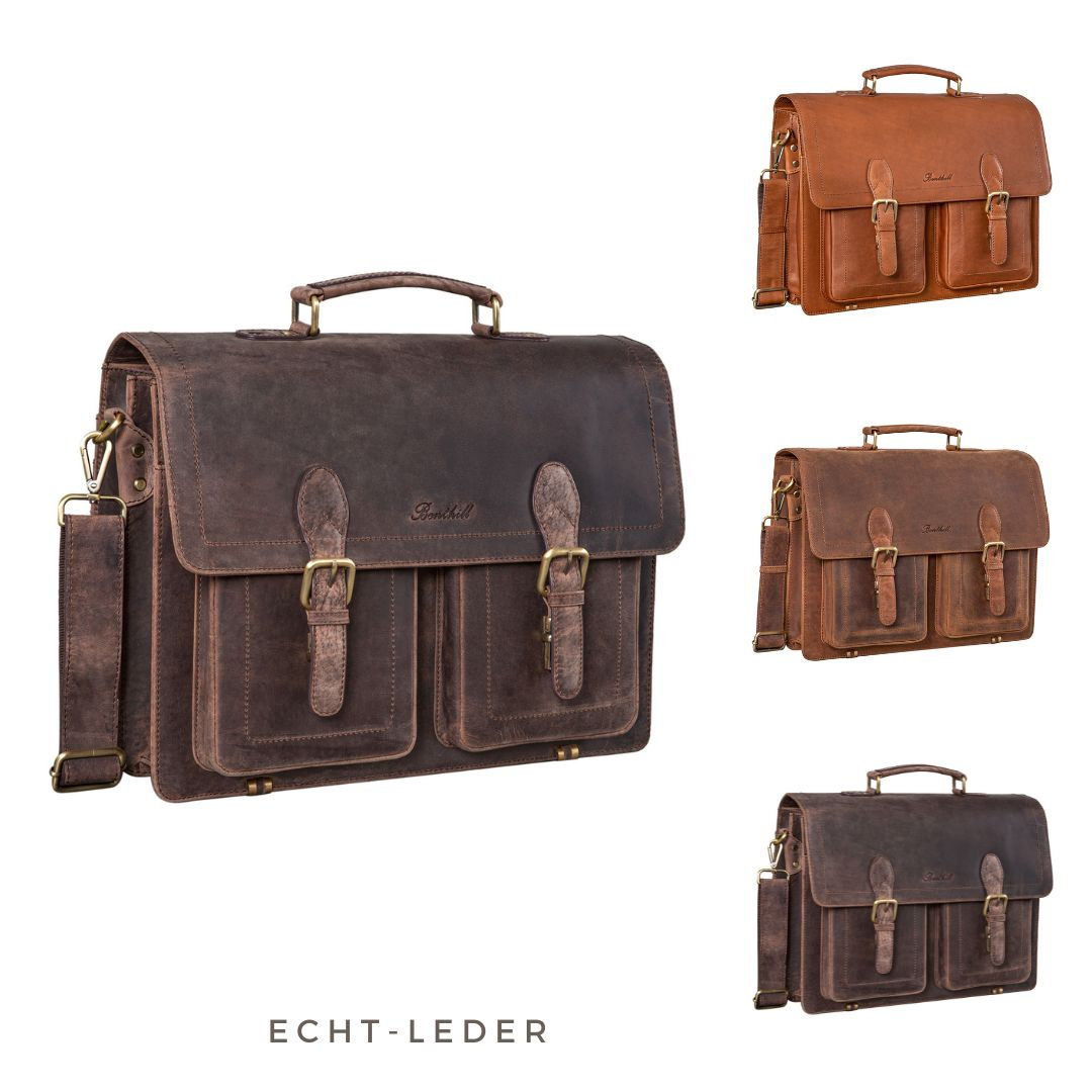 Aktentasche Leder Laptoptasche Umhängetasche für Herren und